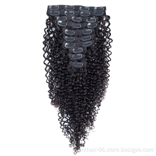 Wholesale Full Head Kinky Curly Clip In 100% Human Hair Extensions